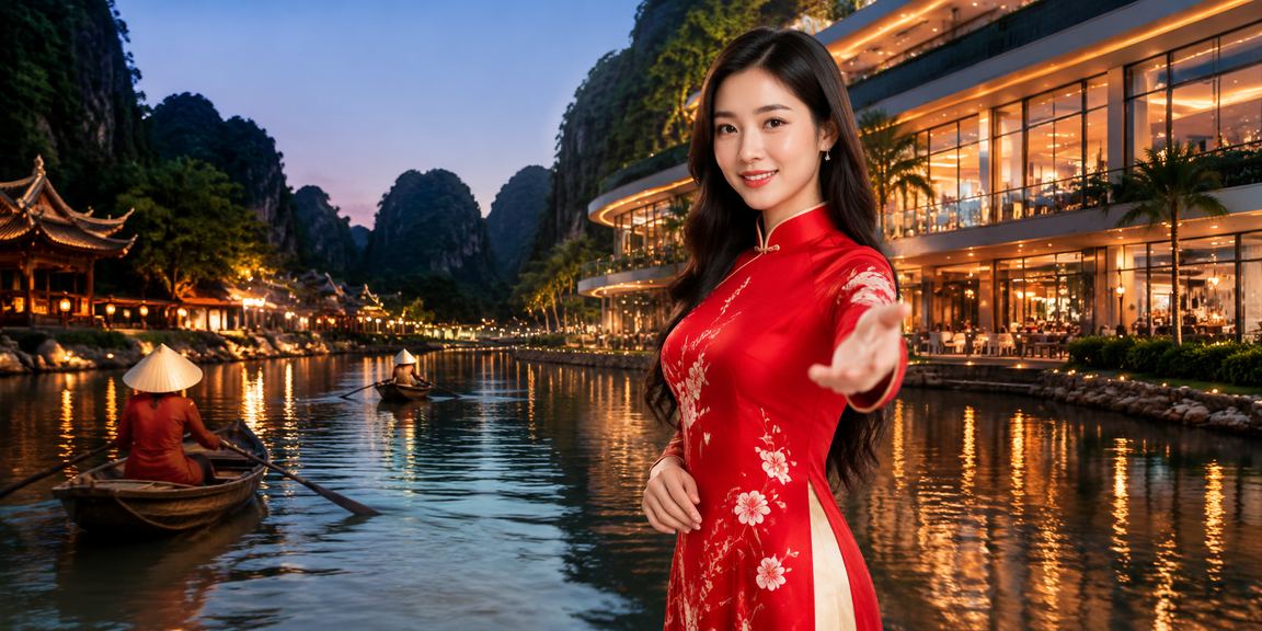 Người phụ nữ áo dài tại Ninh Bình xem thông tin cược thể thao trên điện thoại