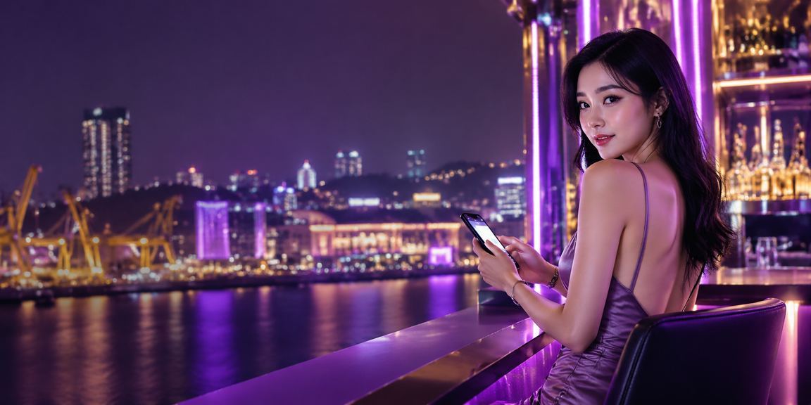 Khung cảnh Vũng Tàu về đêm với ánh đèn neon rực rỡ và người chơi thể thao trực tuyến